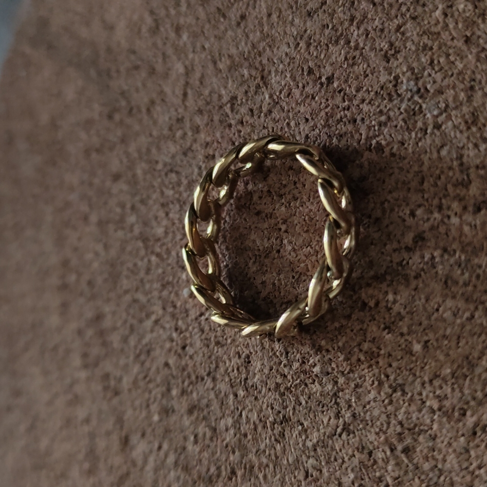 18k gold chain link ring size 5